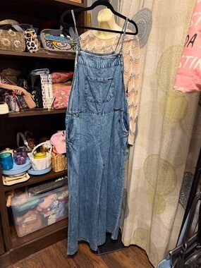 Angie Light Blue Washed Denim Overalls
